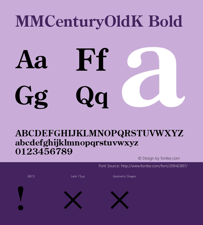 MMCenturyOldK Bold Version 3.100;PS 001.000;hotconv 1.0.38;makeotf.lib1.6.5960 Font Sample
