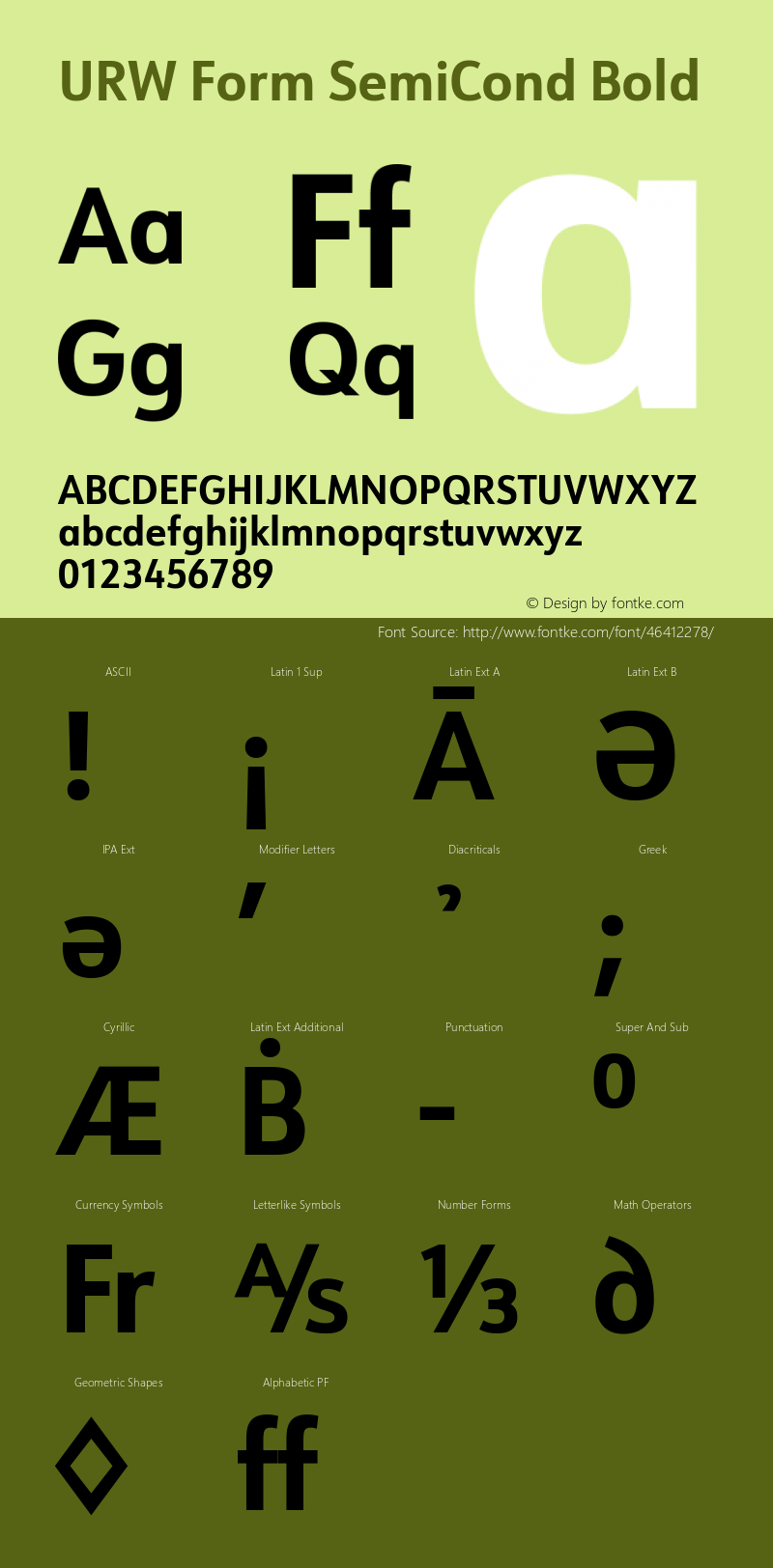 URW Form SemiCond Bold Version 1.00 Font Sample