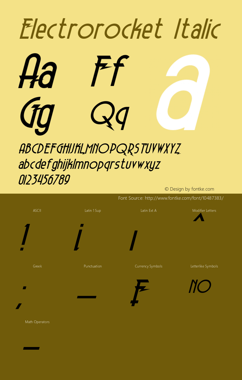 Electrorocket Italic Version 1.10 - June 4, 2013 Font Sample