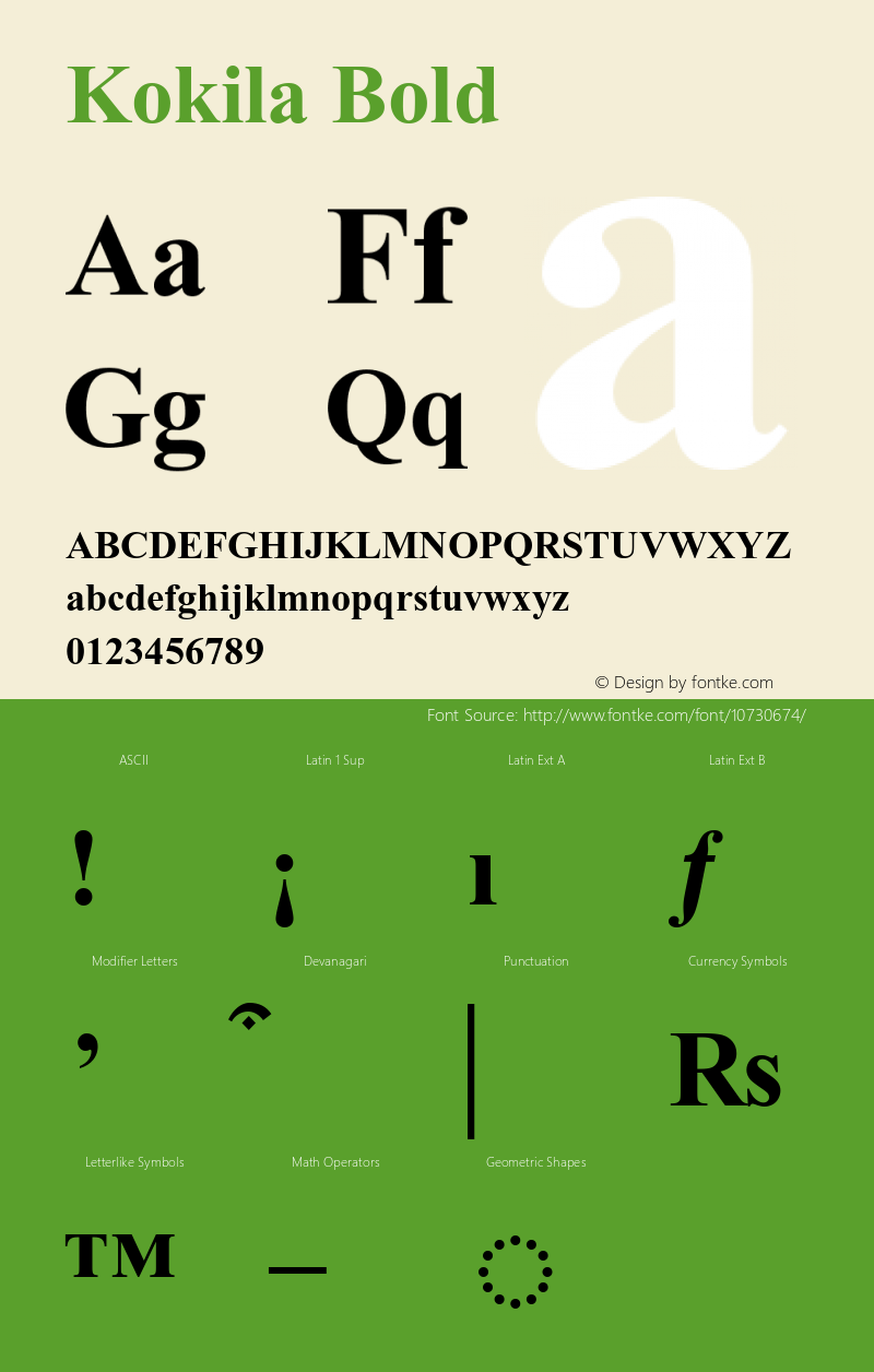 Kokila Bold Version 6.90 Font Sample