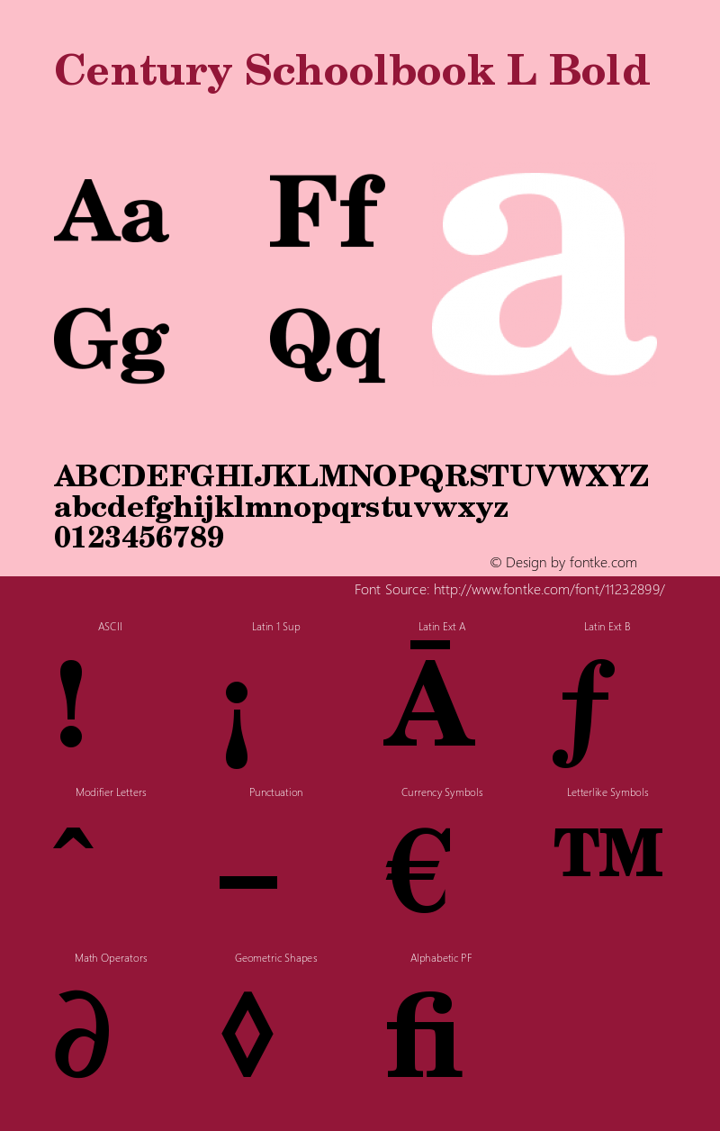 Century Schoolbook L Bold Version 1.05 Font Sample