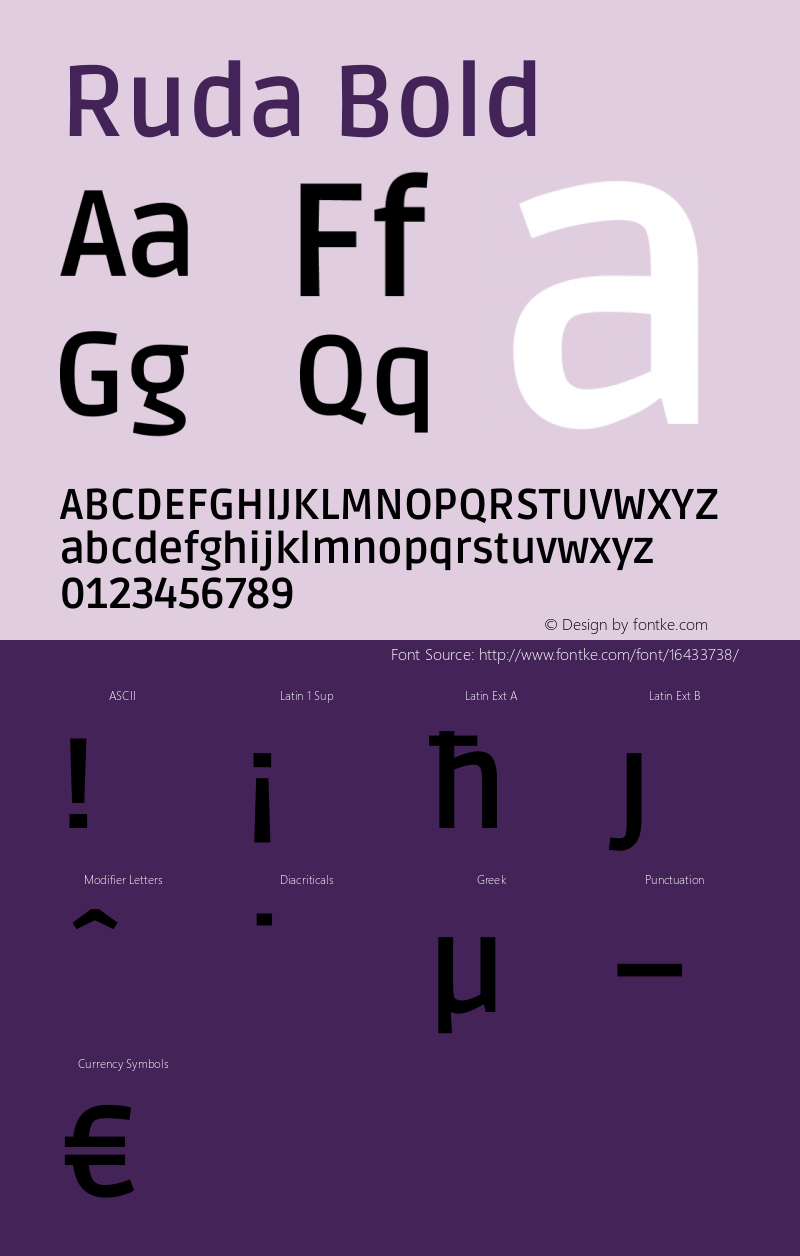 Ruda Bold Version 1.002 Font Sample