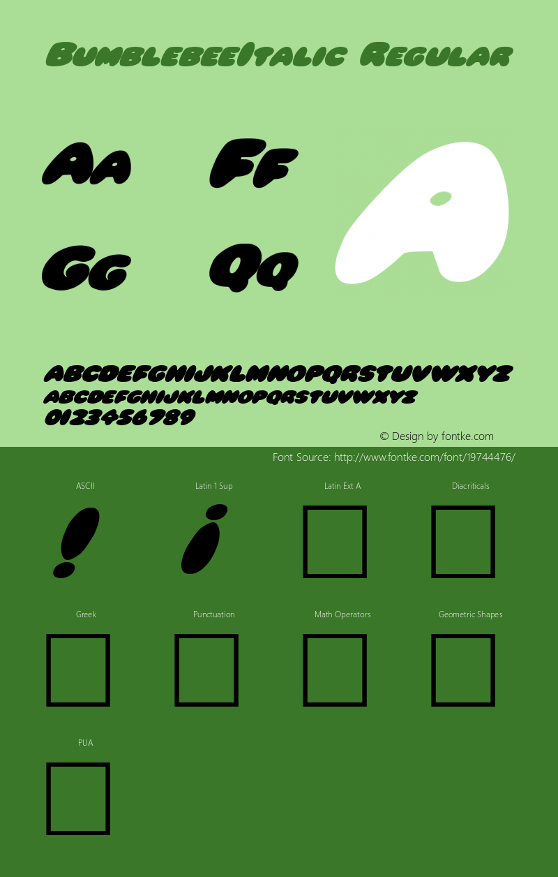 BumblebeeItalic Brendel            :01.09.1995 Font Sample