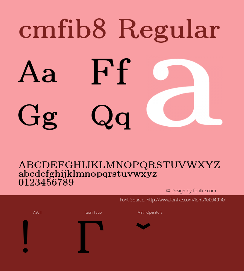 cmfib8 Regular 1.1/12-Nov-94 Font Sample