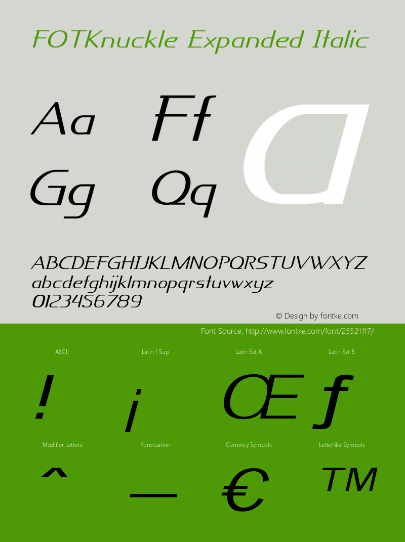 FOTKnuckle-ExpandedItalic Version 1.000 Font Sample