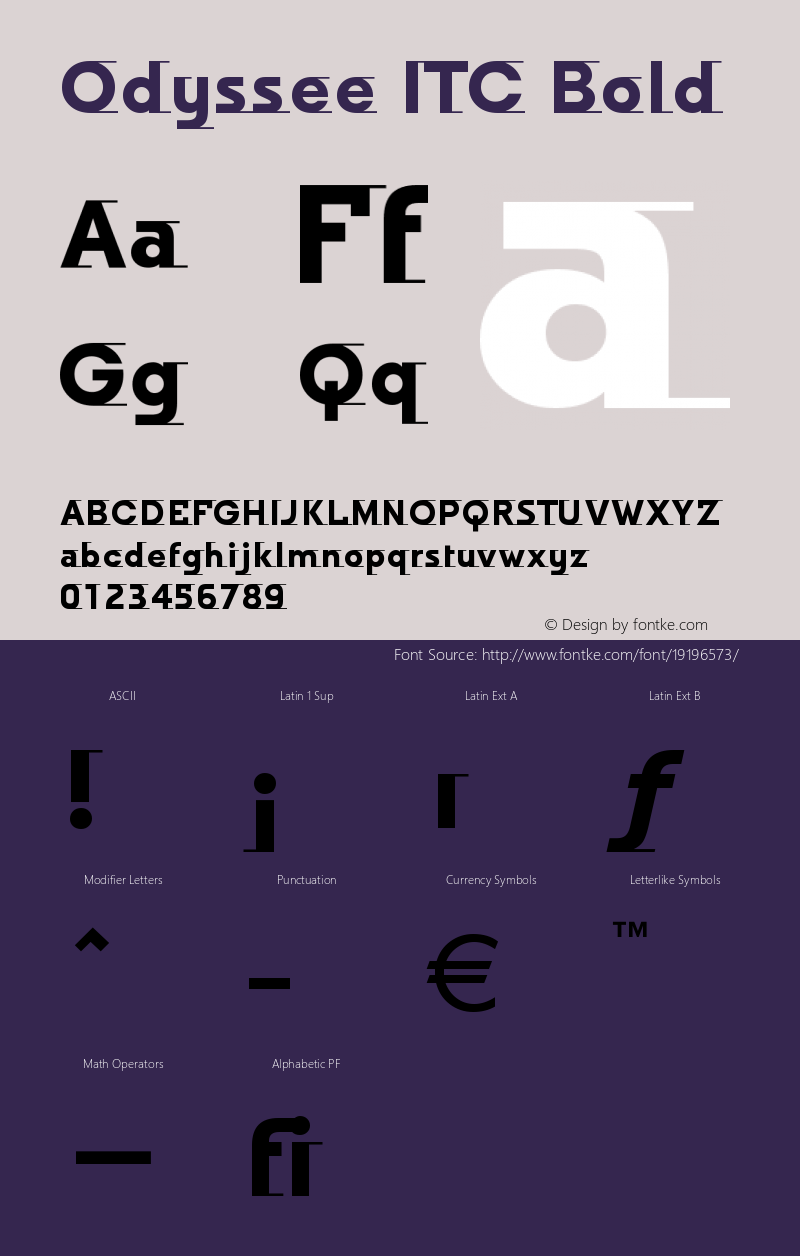 Odyssee ITC Bold Version 005.000 Font Sample