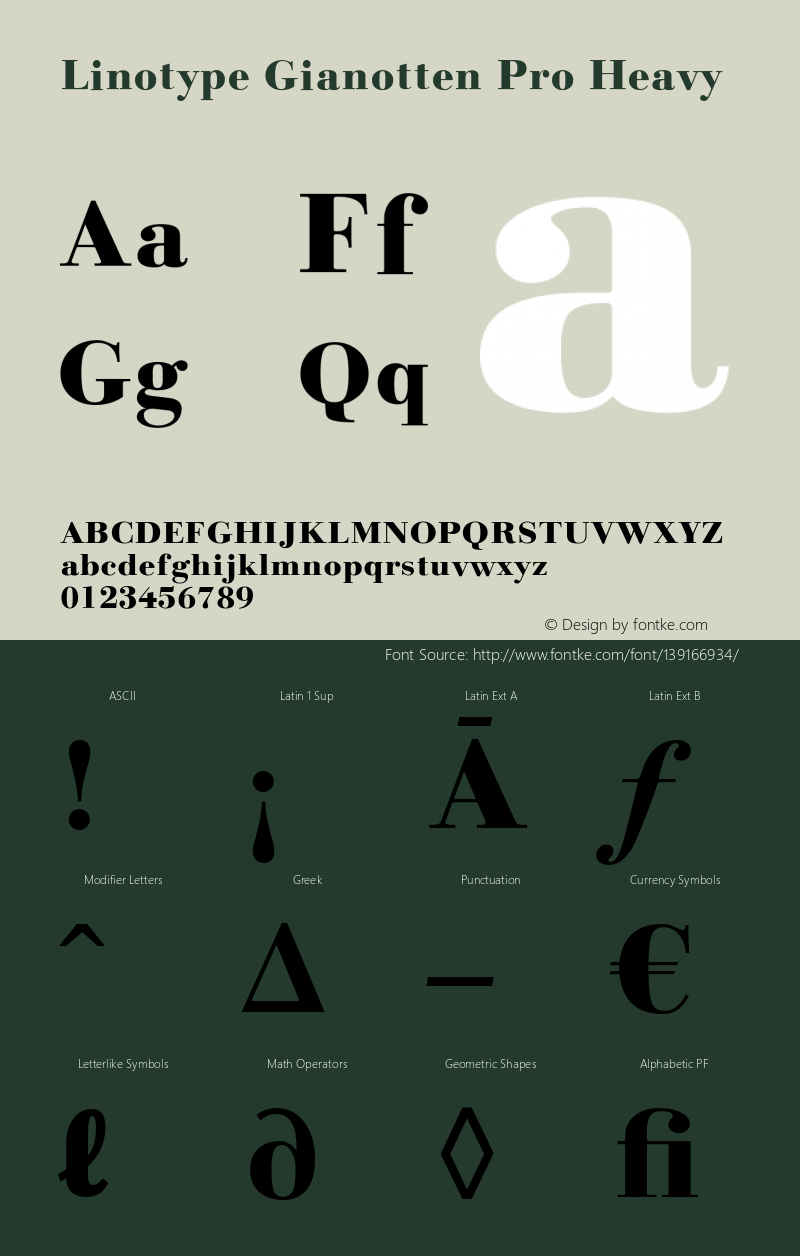 Linotype Gianotten Pro Heavy 1.000 Font Sample