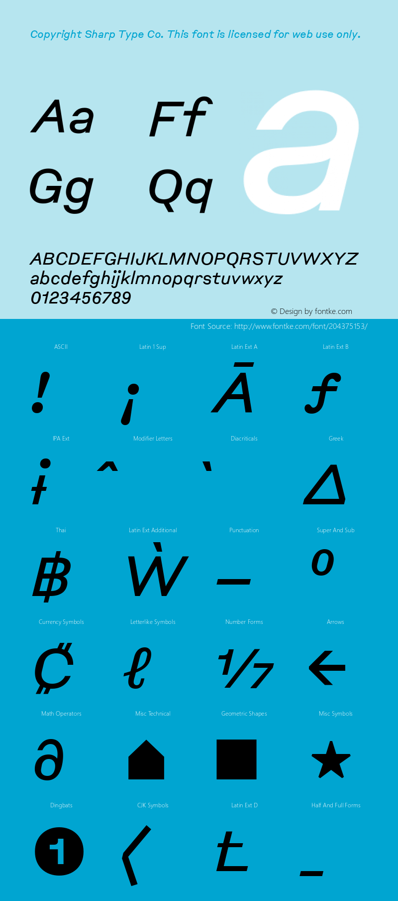 Copyright Sharp Type Co. This font is licensed for web use only. Version 1.000;hotconv 1.0.114;makeotfexe 2.5.65599图片样张