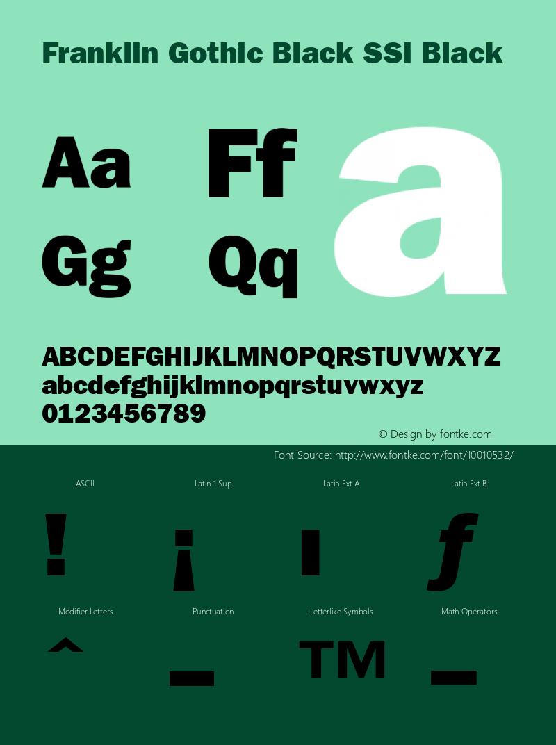 Franklin Gothic Black SSi Black 001.000 Font Sample