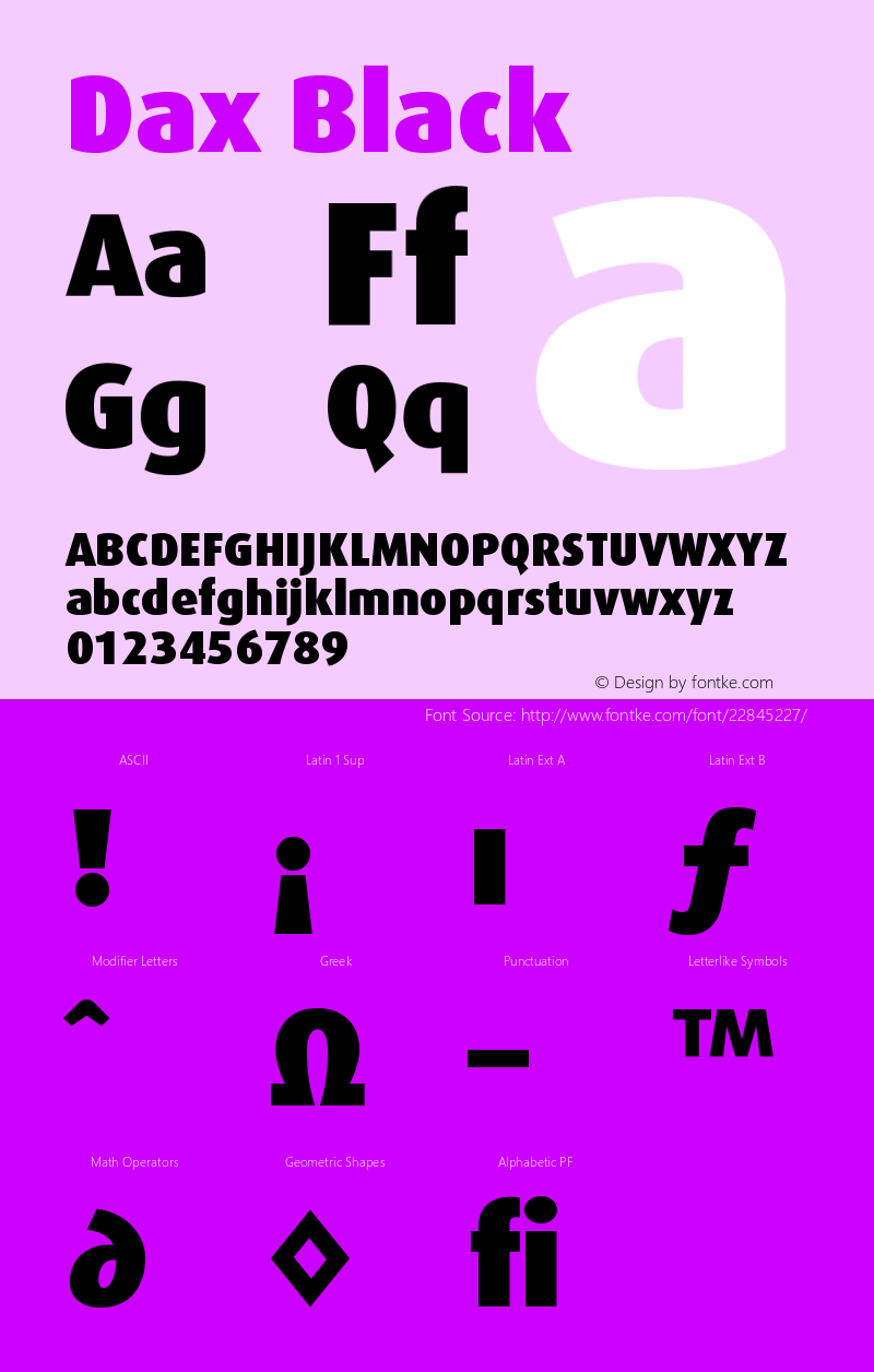 Dax-Black Version 001.002; t1 to otf conv Font Sample