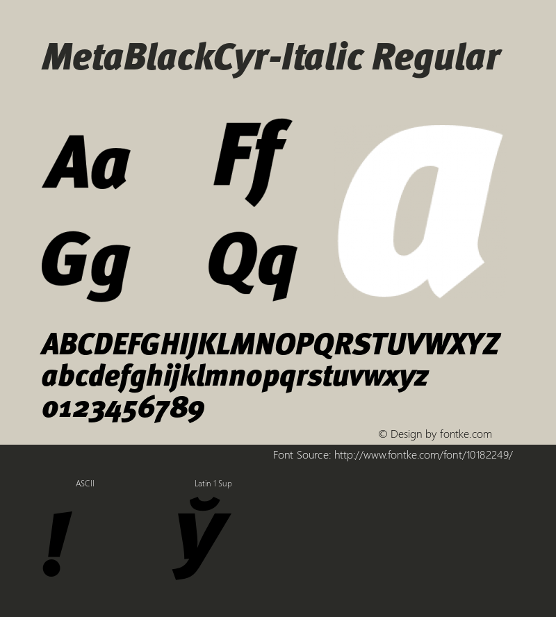 MetaBlackCyr-Italic Regular 004.031 Font Sample