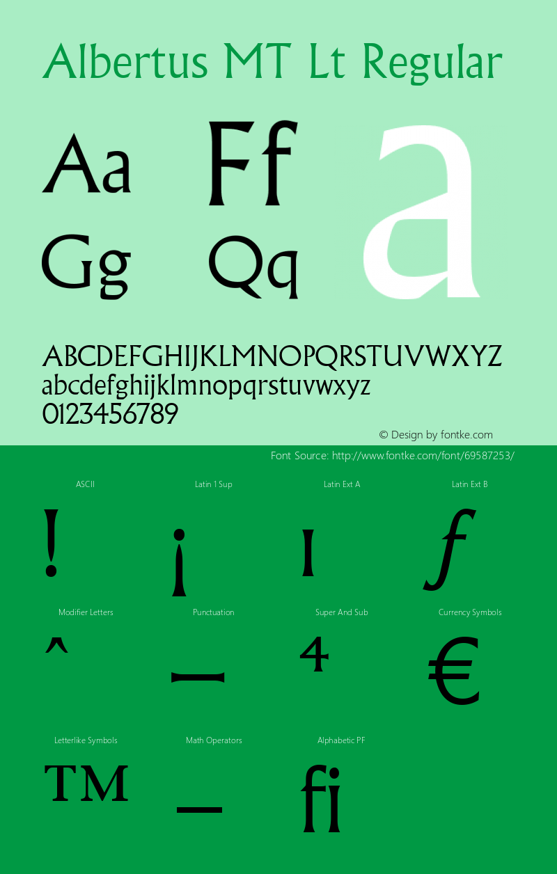 Albertus MT Lt Version 2.02 Font Sample