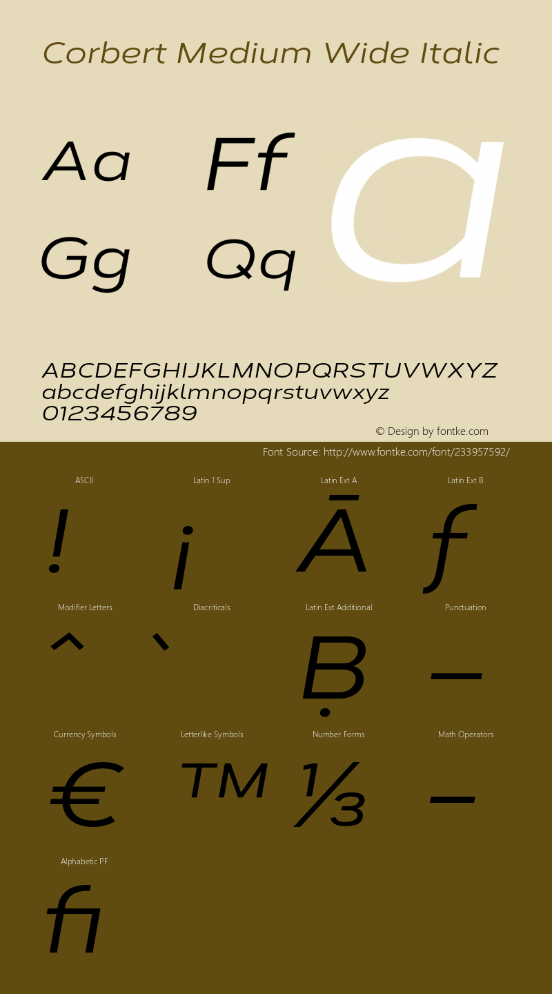 Corbert Medium Wide Italic Version 002.001 March 2020图片样张