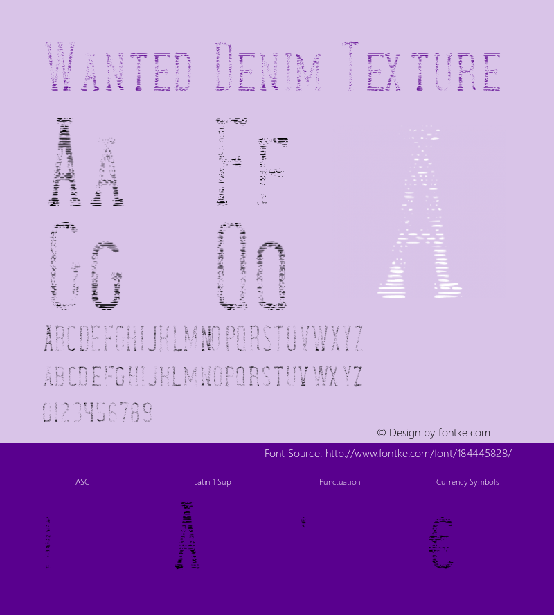 WantedDenimTexture Version 1.00;February 13, 2019;FontCreator 11.5.0.2430 64-bit图片样张