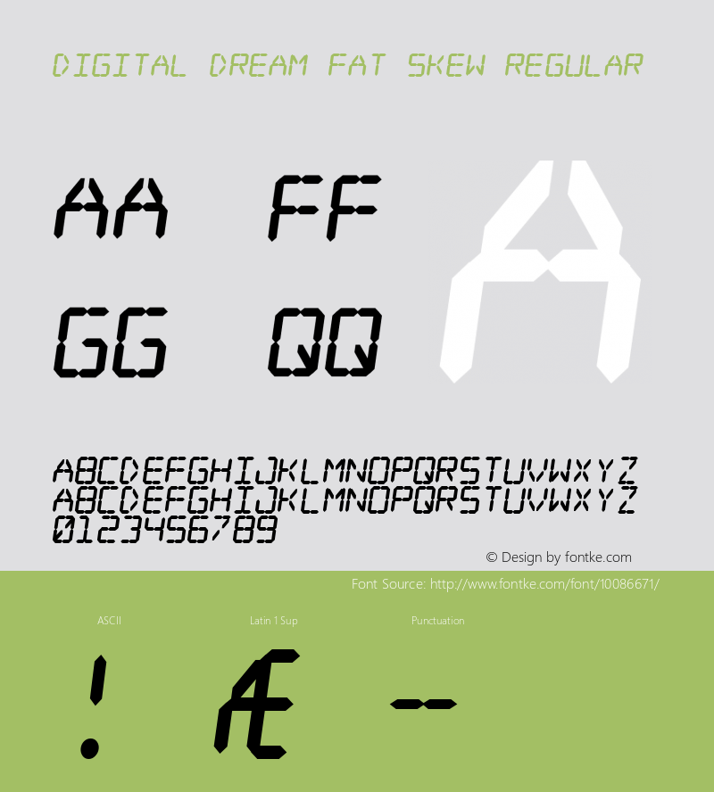 Digital dream Fat Skew Regular www.pizzadude.dk Font Sample