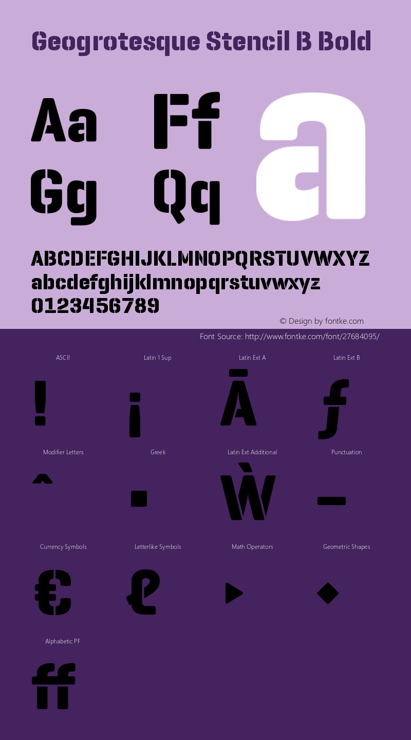 GeogrotesqueStencilB-Bd Version 1.000 Font Sample