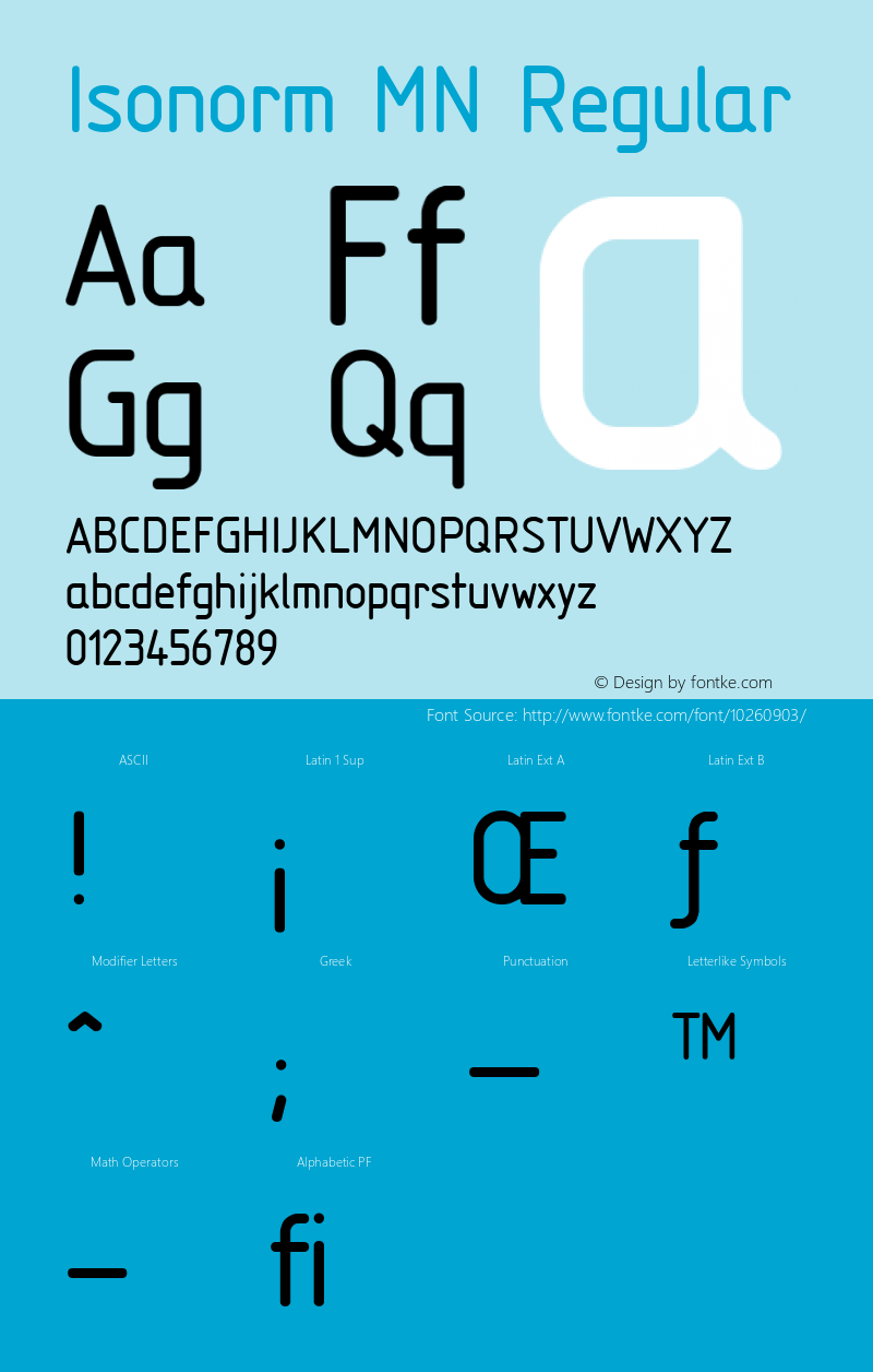 Isonorm MN Regular Version 001.004 Font Sample