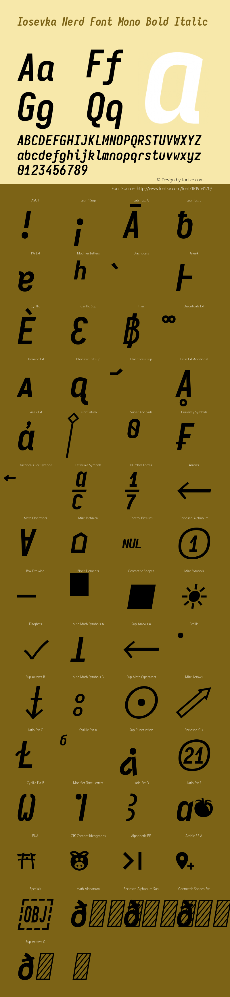 Iosevka Mayukai Codepro Bold Italic Nerd Font Complete Mono Version 10.3.4; ttfautohint (v1.8.4)图片样张