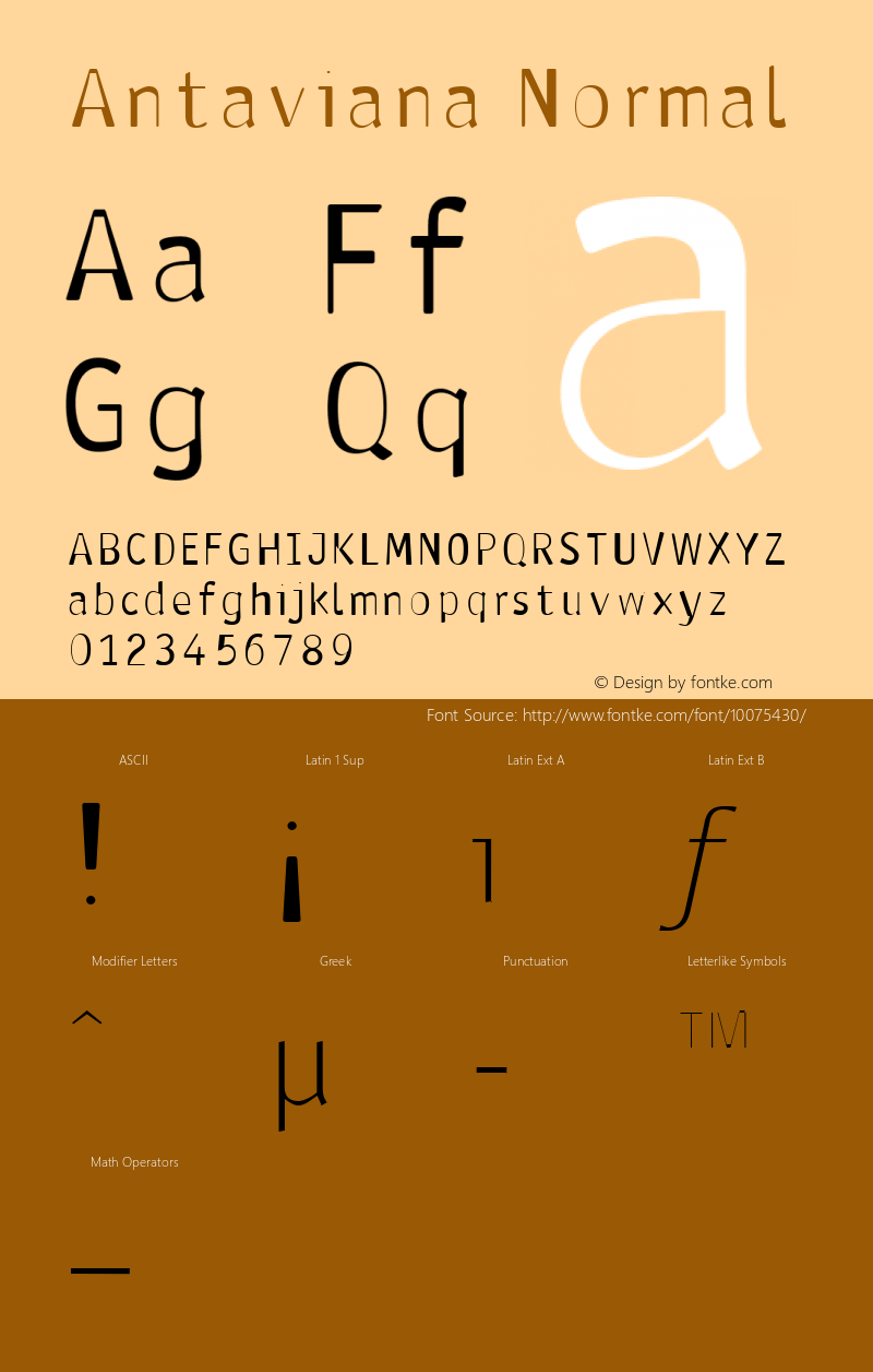 Antaviana Normal Macromedia Fontographer 4.1.2 30/11/96 Font Sample