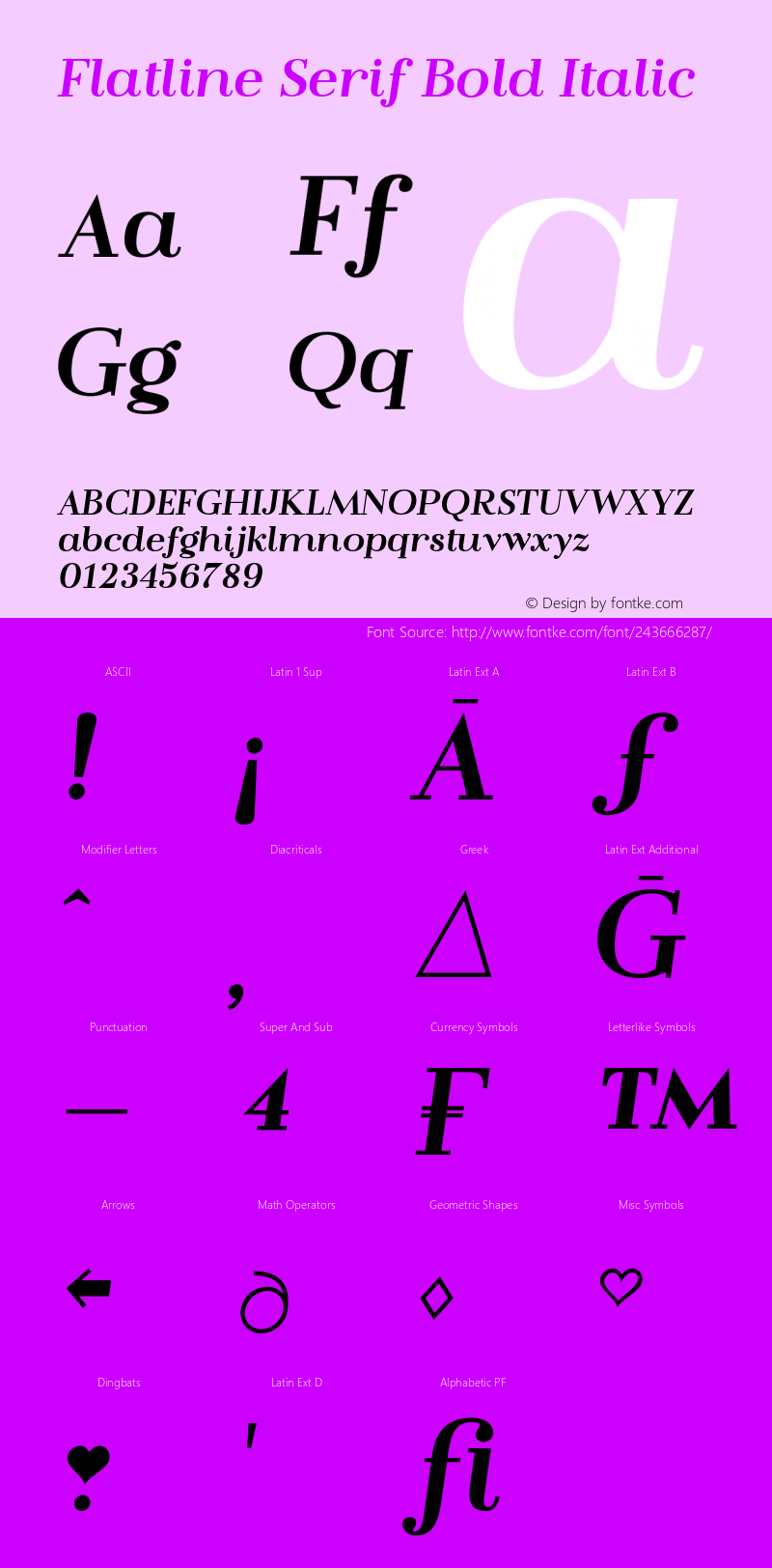Flatline Serif Bold Italic Version 1.000 | FøM Fix图片样张