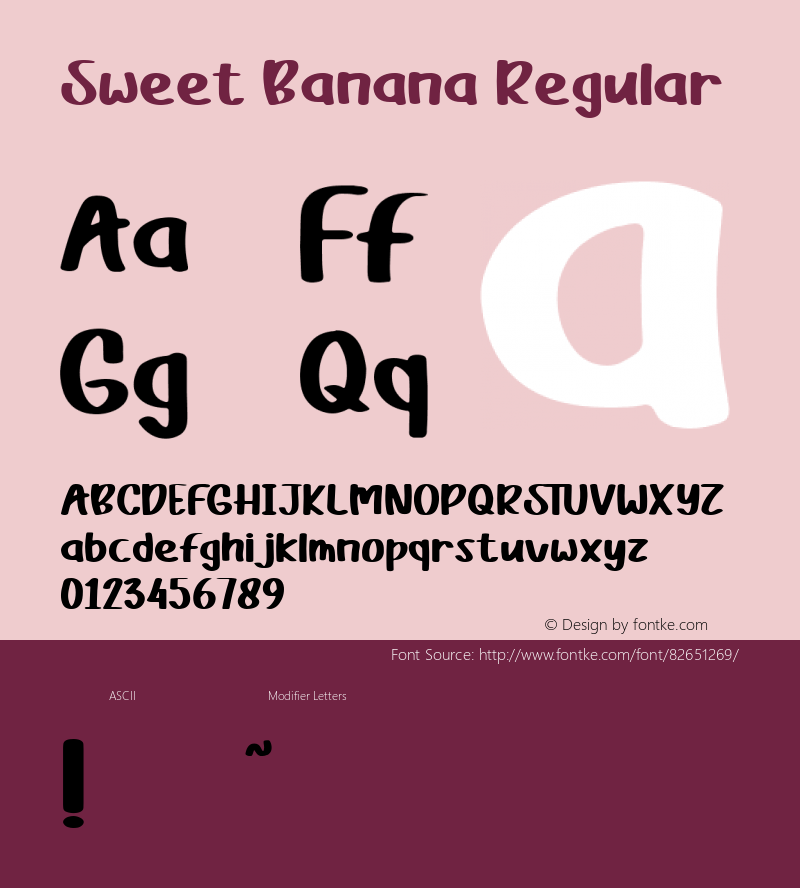 Sweet Banana Version 1.000 Font Sample