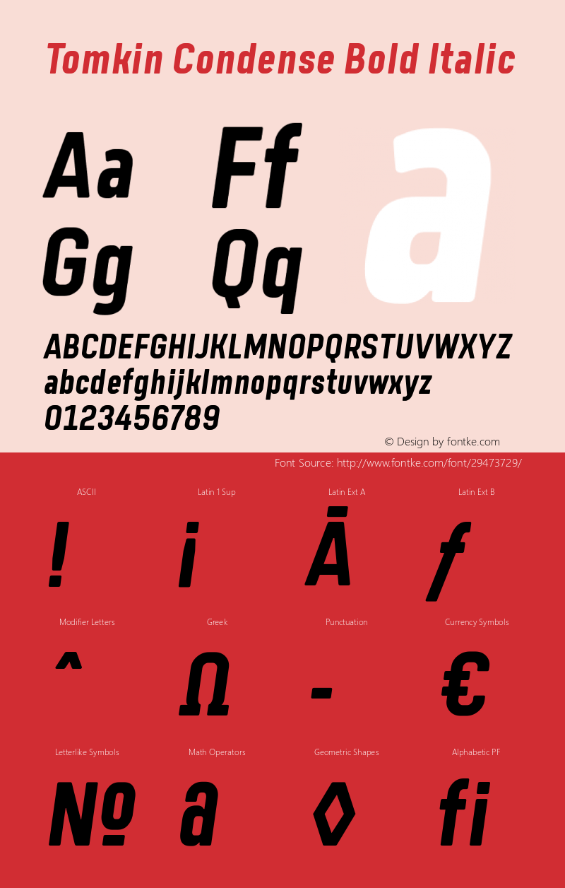 Tomkin Condense Bold Italic Version 1.000;YWFTv17 Font Sample