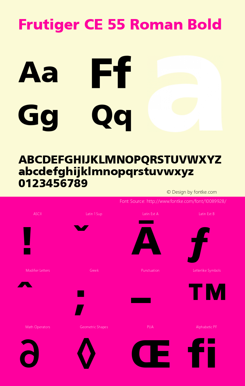 Frutiger CE 55 Roman Bold 001.000 Font Sample