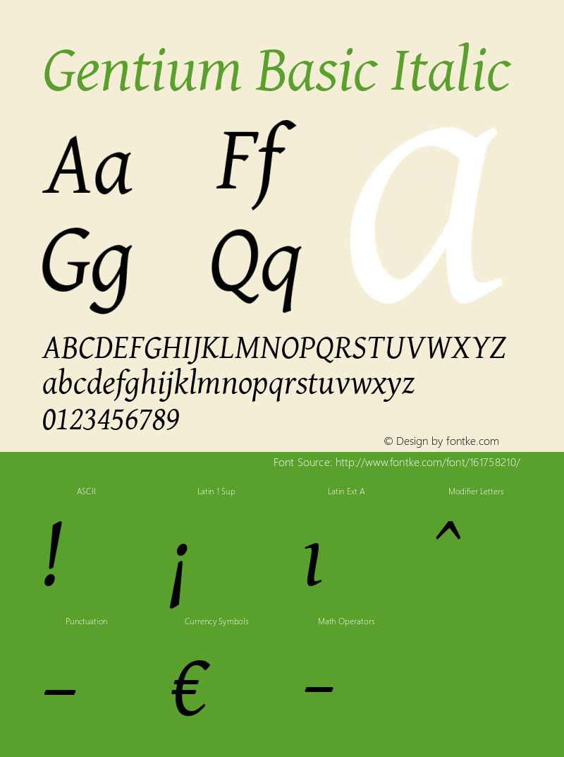 Gentium Basic Italic Version 1.102; 2013; Maintenance release Font Sample