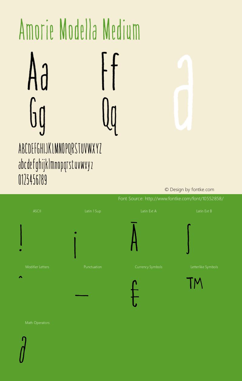 Amorie Modella Medium Version 1.000 Font Sample