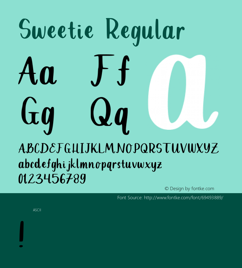 Sweetie Regular Version 001.002 Font Sample