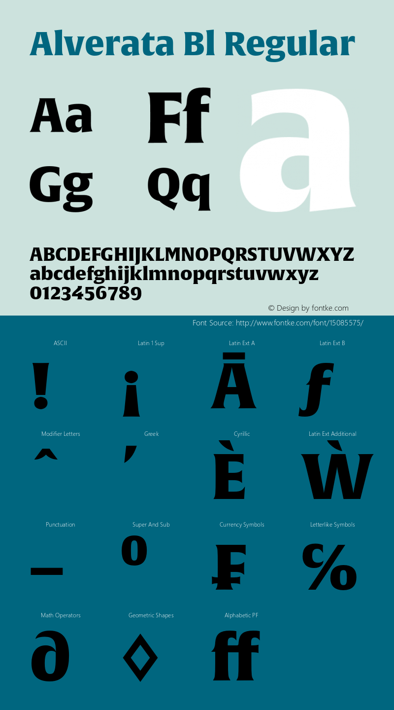 Alverata Bl Regular Version 1.001 Font Sample