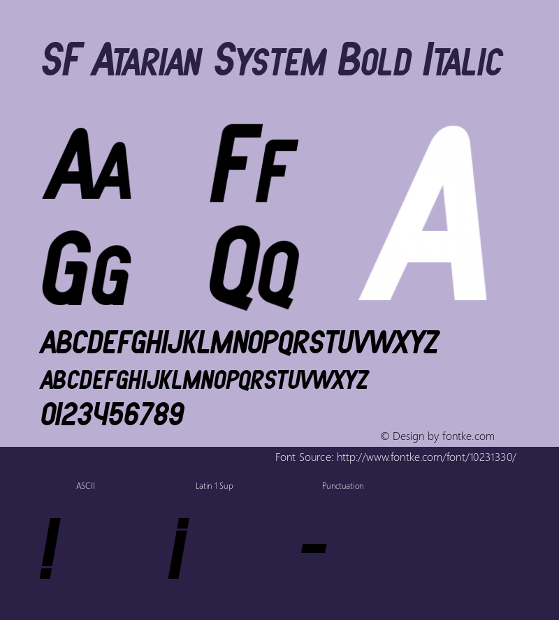 SF Atarian System Bold Italic 1.0 Font Sample