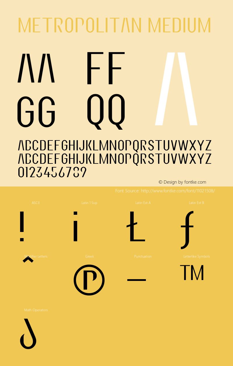 Metropolitan Medium Version 001.000 Font Sample