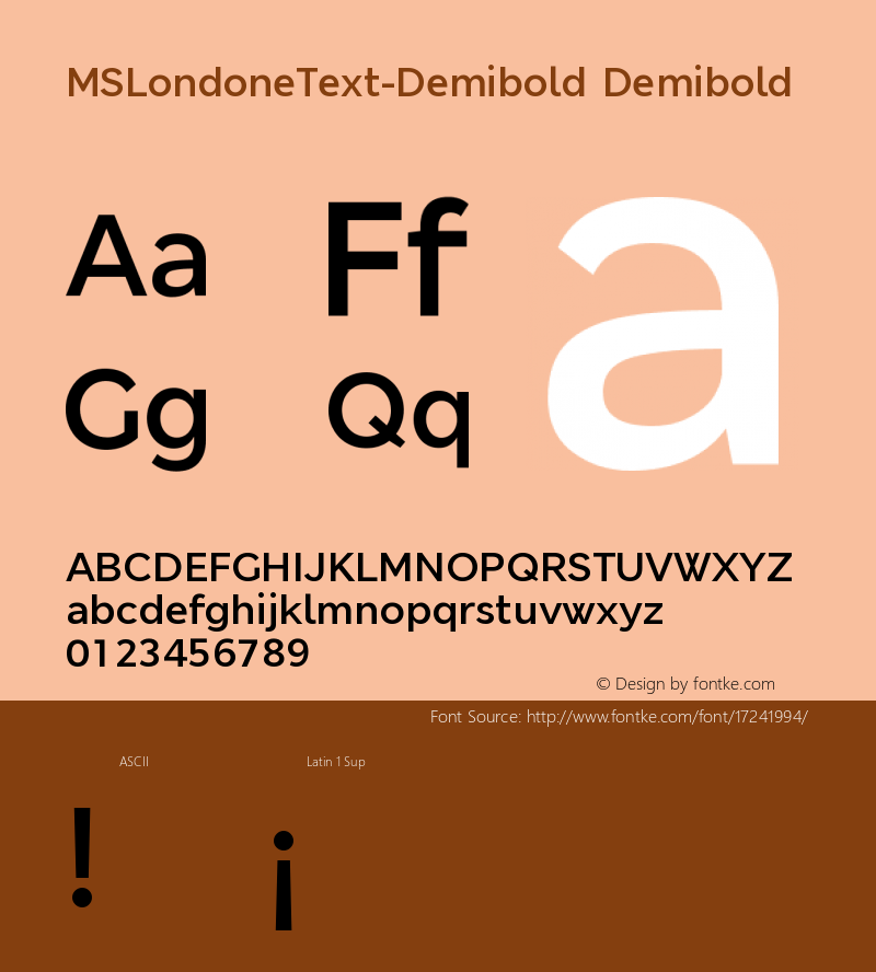 MSLondoneText-Demibold Demibold Version 1.00 Font Sample