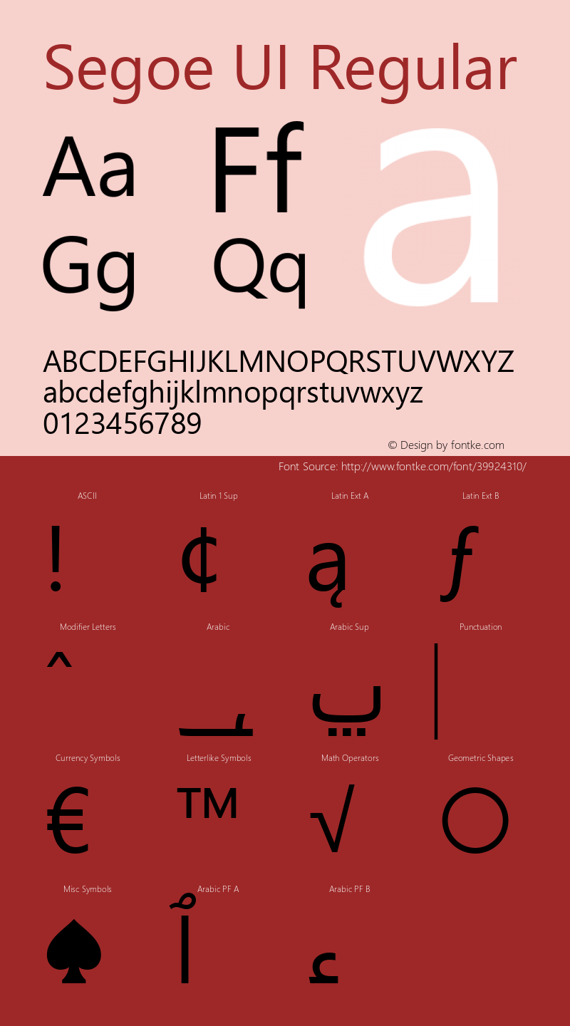 Segoe UI Version 5.30 Font Sample