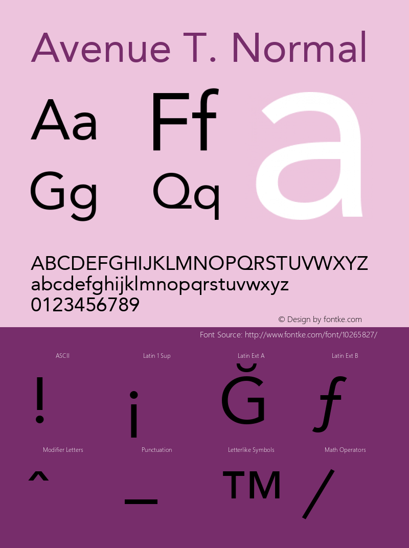 Avenue T. Normal 1.0 Font Sample