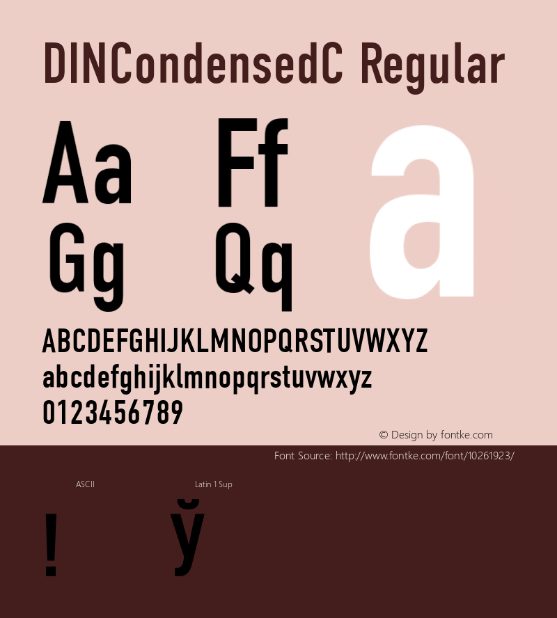 DINCondensedC Regular 001.000 Font Sample