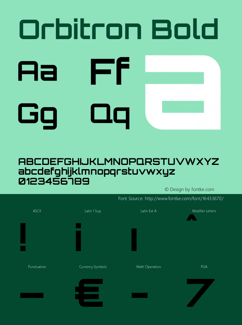 Orbitron Bold Version 001.001 Font Sample