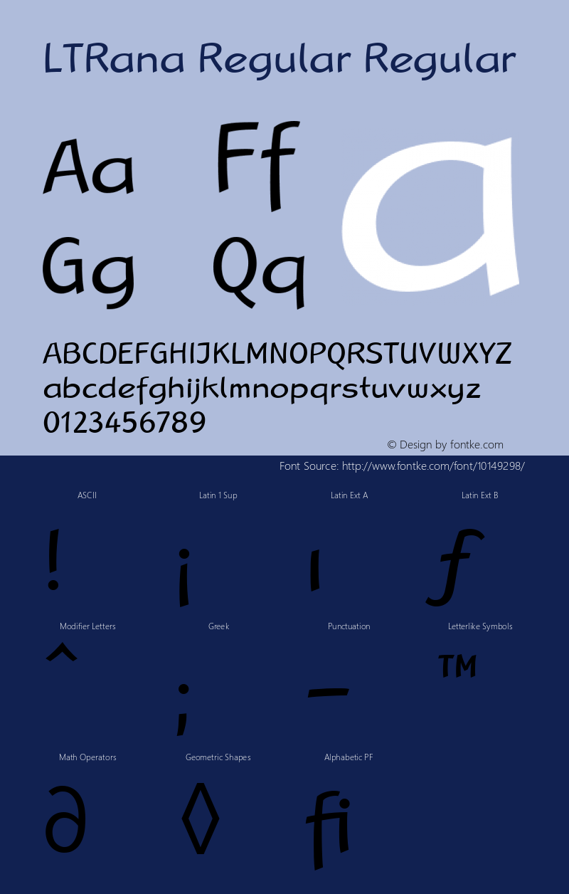 LTRana Regular Regular Version 001.000 Font Sample