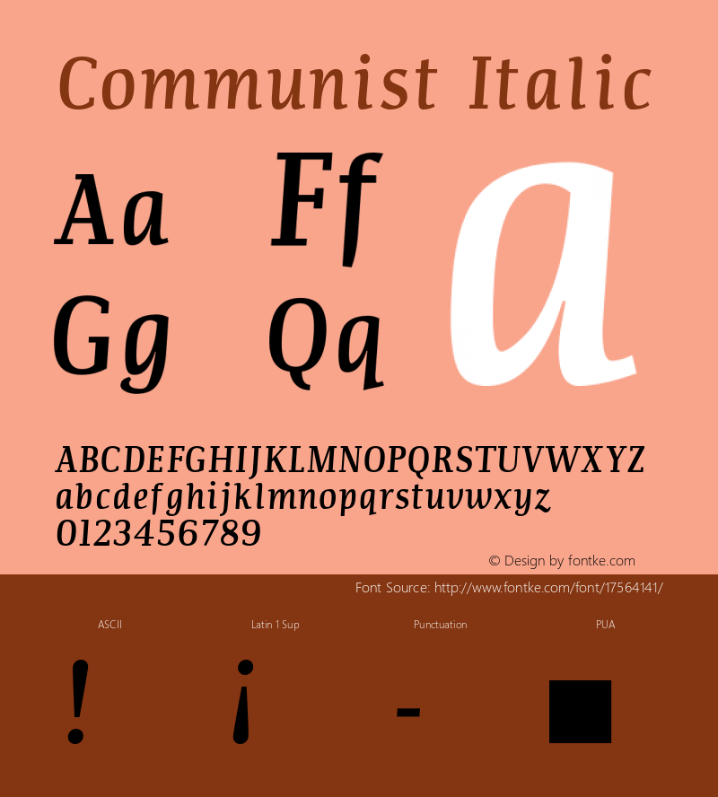 Communist Italic Macromedia Fontographer 4.1.5 25‐07‐2001 Font Sample