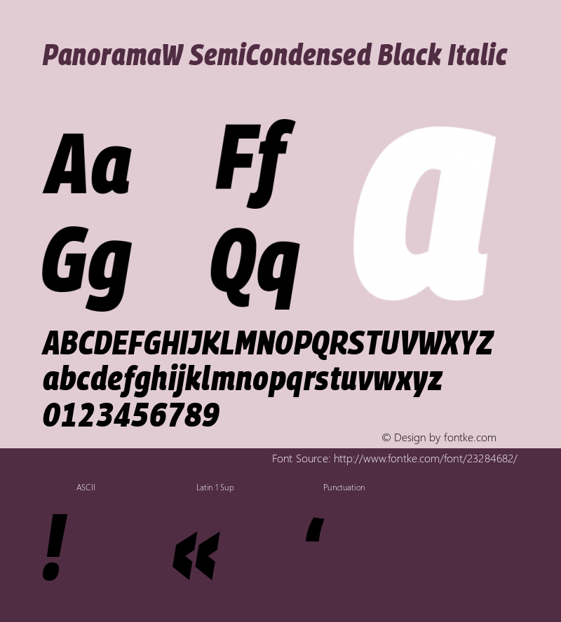 PanoramaW SemiCondensed Black Italic Version 1.001;PS 1.1;hotconv 1.0.72;makeotf.lib2.5.5900; ttfautohint (v0.92) -l 8 -r 50 -G 200 -x 14 -w 