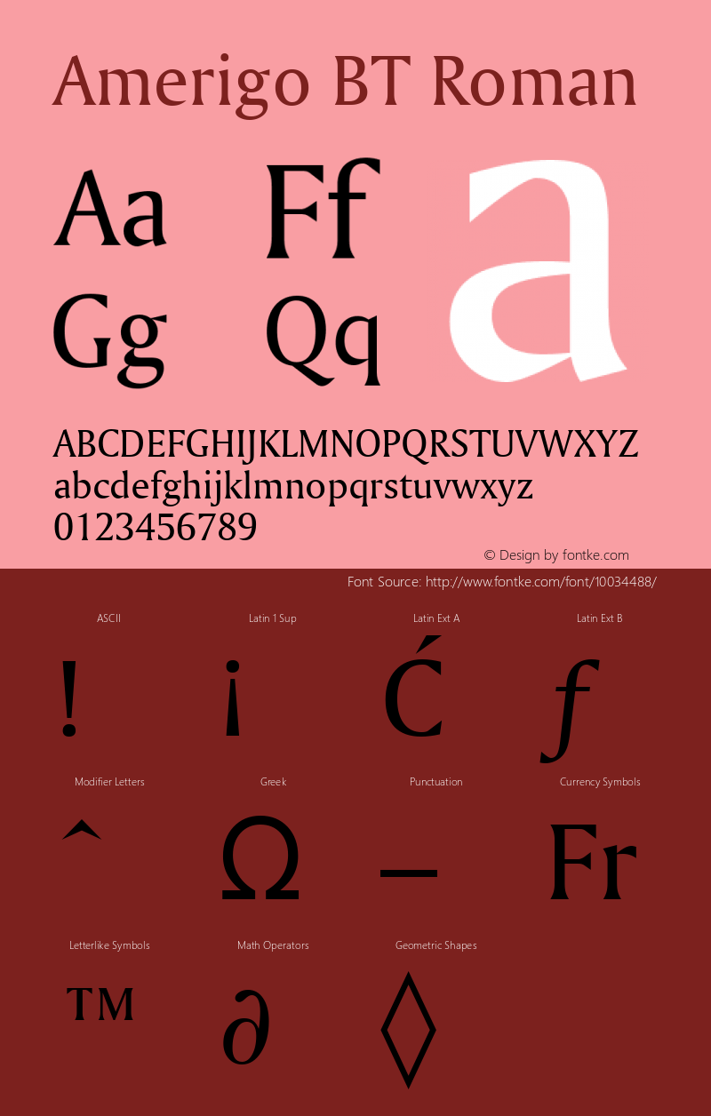 Amerigo BT Roman mfgpctt-v1.47 Monday, December 7, 1992 11:26:45 am (EST) Font Sample