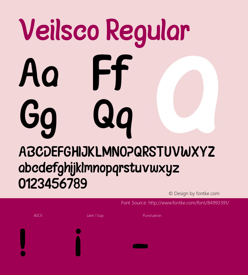 Veilsco Regular Version 1.000 Font Sample