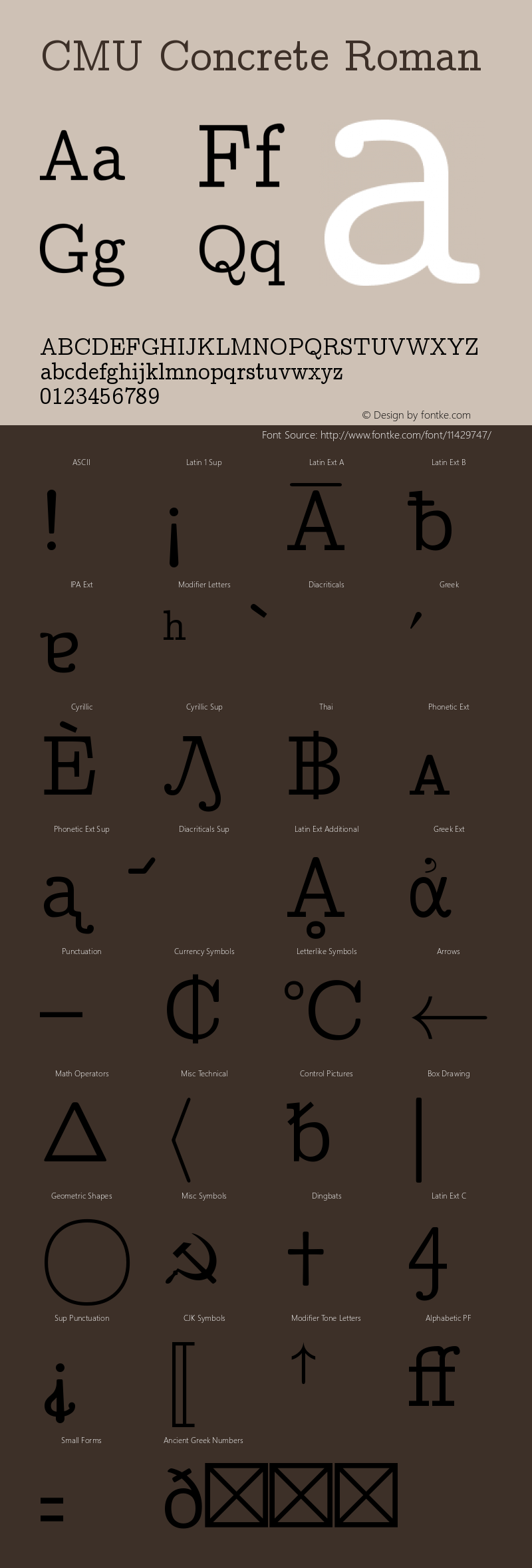 CMU Concrete Roman Version 0.5.0 Font Sample