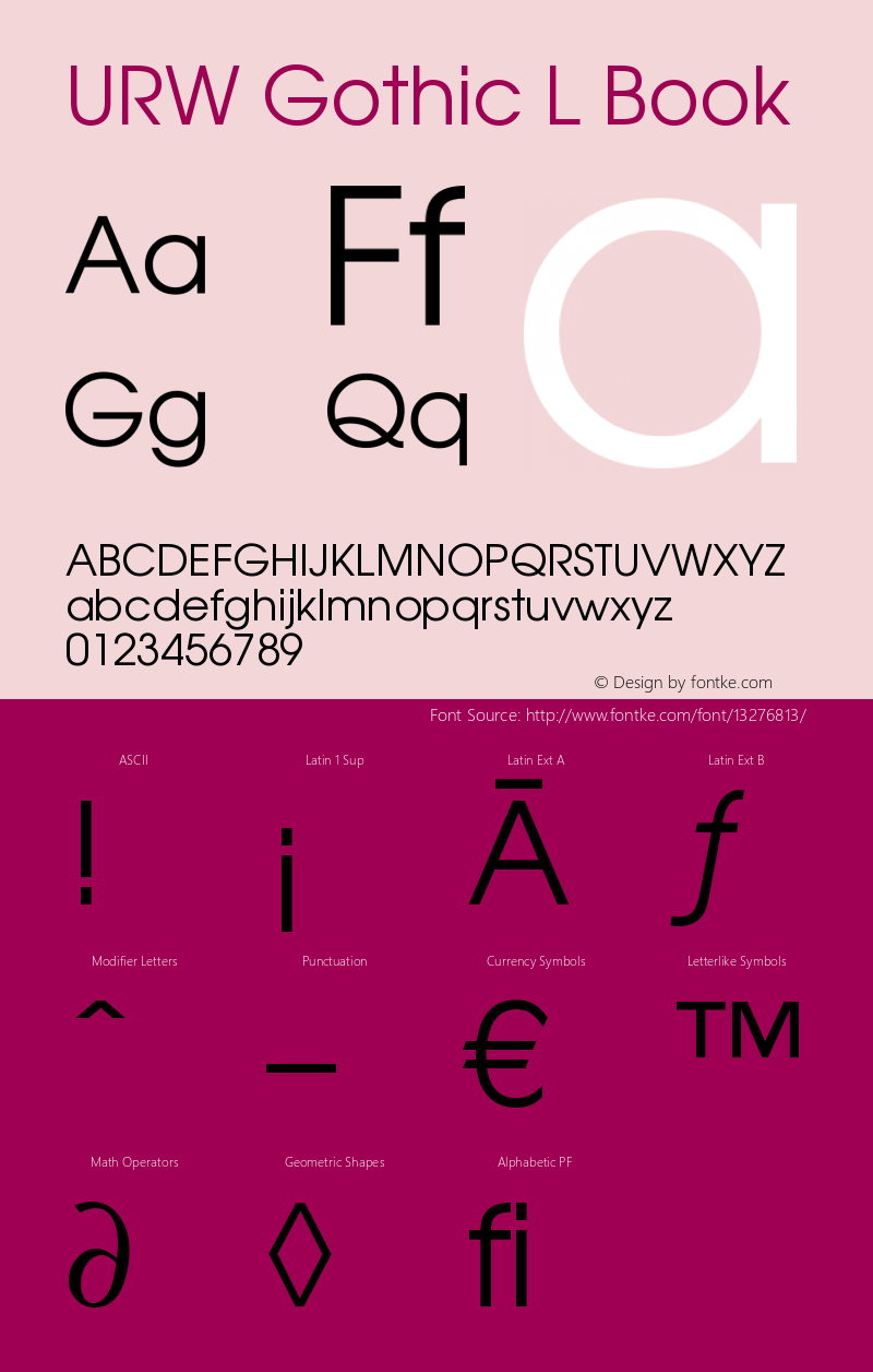 URW Gothic L Book Version 1.05 Font Sample