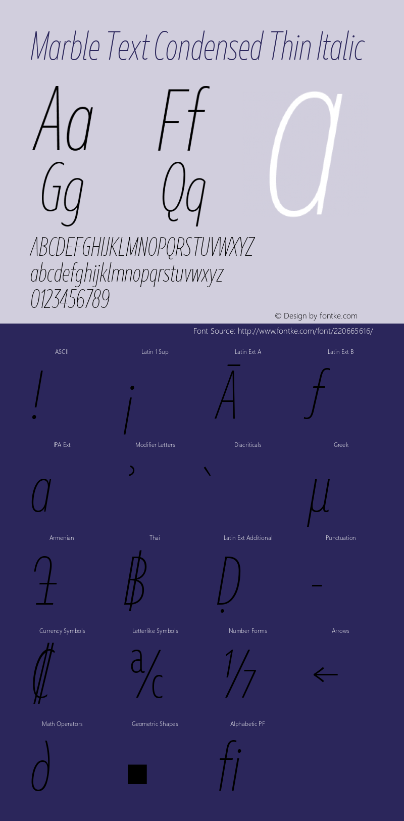 Marble Text Condensed Thin Italic Version 1.001图片样张