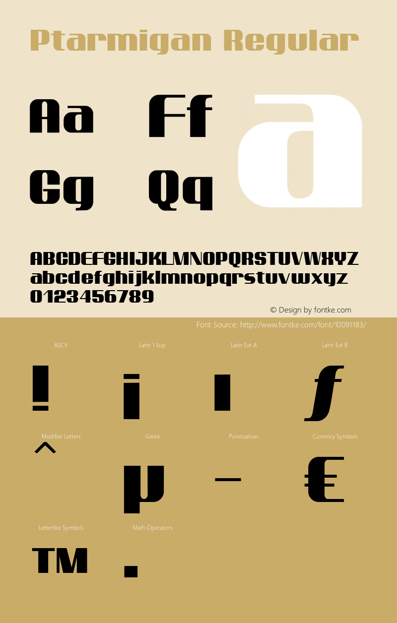 Ptarmigan Regular v1.0 - 13 May 2001 Font Sample