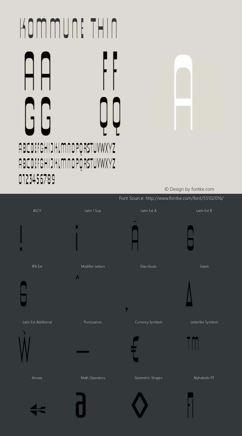 Kommune-Thin Version 1.000;hotconv 1.0.109;makeotfexe 2.5.65596 Font Sample