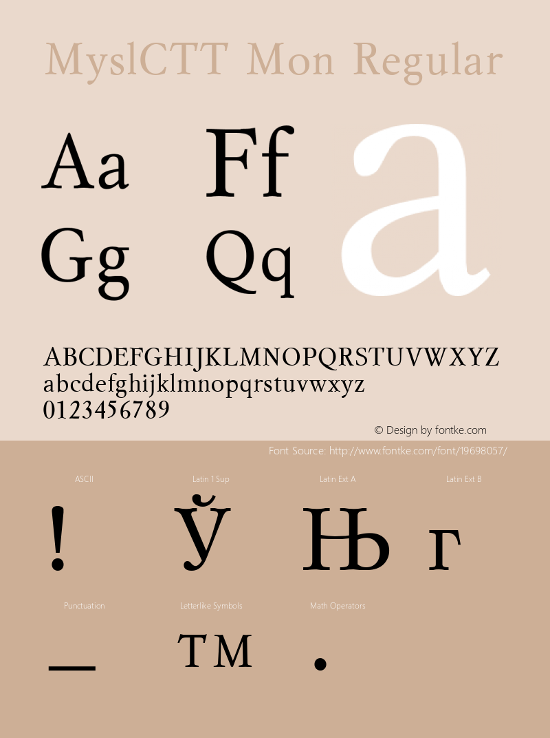 MyslCTT Mon 1.000.000 Font Sample