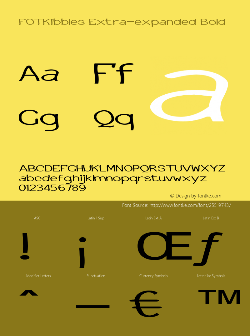 FOTKibbles-ExtraexpandedBold Version 1.000 Font Sample